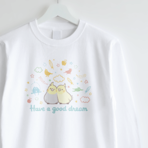 長袖Tシャツ ゆめごこち 夢の中でふわふわオカメインコ