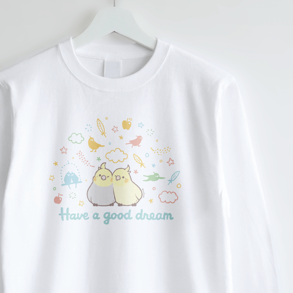 長袖Tシャツ ゆめごこち 夢の中でふわふわオカメインコ