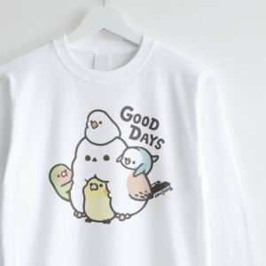 長袖Tシャツ 大きなシマエナガに集まることりたち