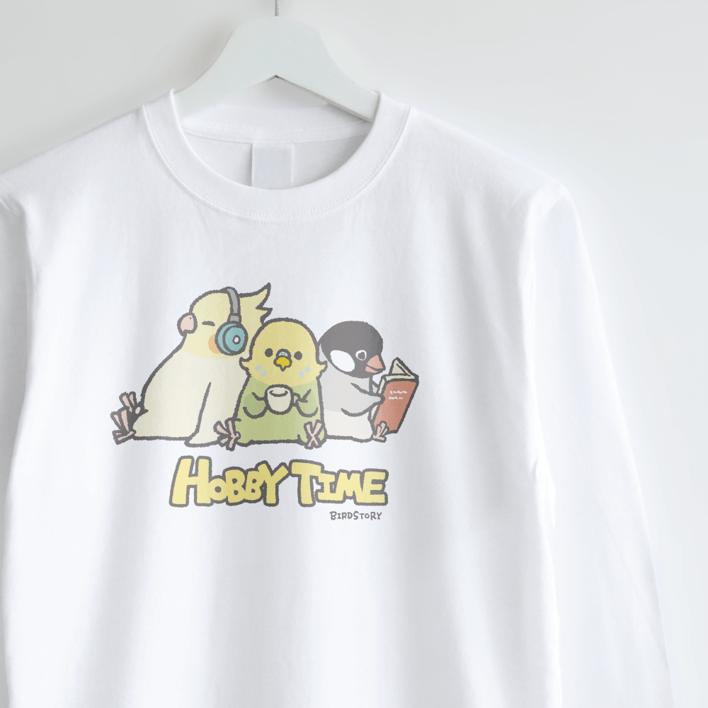 長袖Tシャツ いろいろな鳥さんたちの趣味の時間