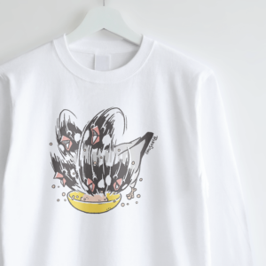 長袖Tシャツ ごはん大好き 桜文鳥