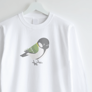 長袖Tシャツ 愛鳥週間 野鳥イラスト シジュウカラ