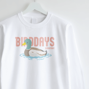 長袖Tシャツ 愛鳥週間 野鳥イラスト マガモ バードウィーク