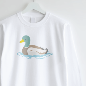 長袖Tシャツ 愛鳥週間 野鳥イラスト マガモ