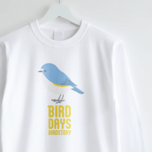 長袖Tシャツ 愛鳥週間 野鳥イラスト ルリビタキ バードウィーク