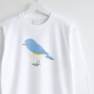長袖Tシャツ 愛鳥週間 野鳥イラスト ルリビタキ