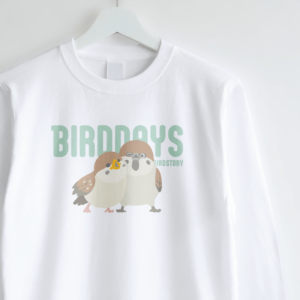 長袖Tシャツ 愛鳥週間 野鳥イラスト スズメ バードウィーク