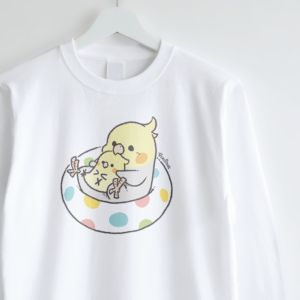 長袖Tシャツ プカプカうきわ オカメインコ
