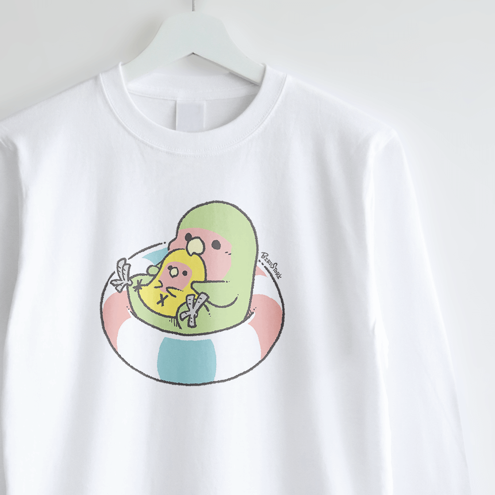 長袖Tシャツ プカプカうきわ コザクラインコ