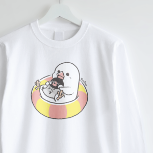 長袖Tシャツ プカプカうきわ 文鳥