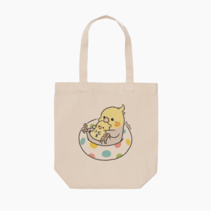 トートバッグ 夏 浮き輪イラスト オカメインコ