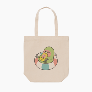 トートバッグ 夏 浮き輪イラスト コザクラインコ