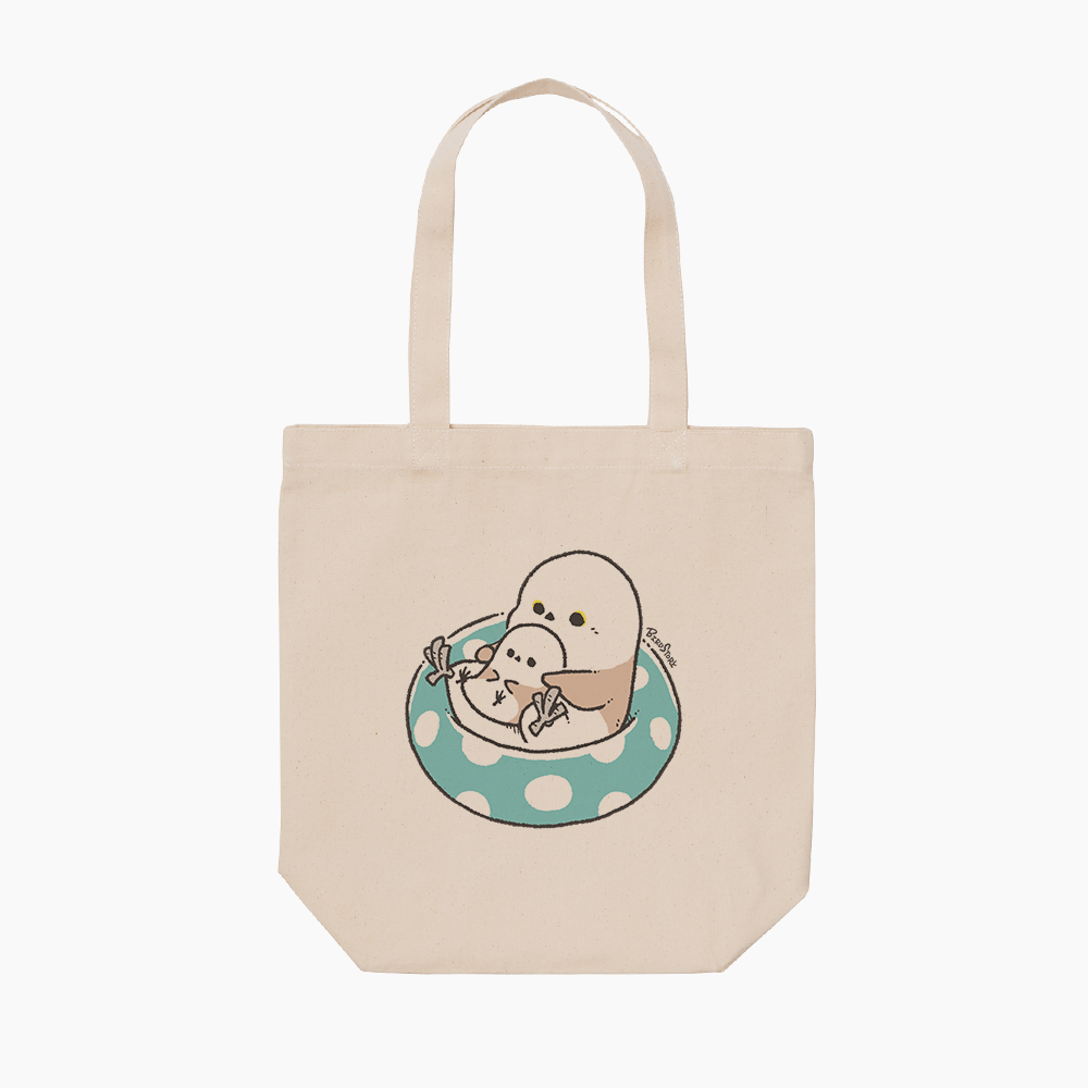 トートバッグ 夏 浮き輪イラスト シマエナガ