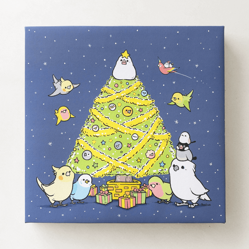 鳥さんとクリスマスをテーマにしたBIRDSTORYのキャンバスアート