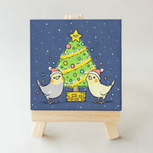 オカメインコさんとクリスマスをテーマにしたBIRDSTORYのキャンバスアート