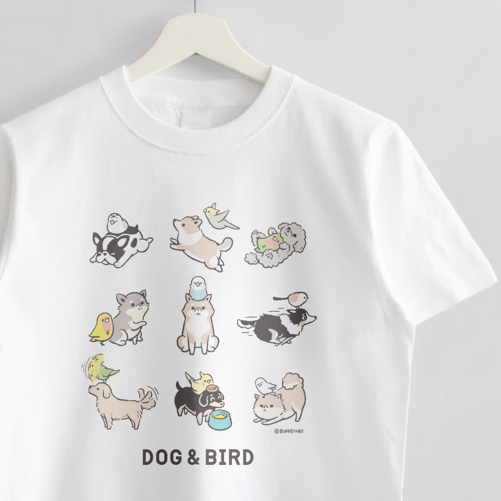 Tシャツ 犬の日 柴犬やシェルティーと鳥さん