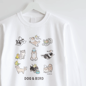 長袖Tシャツ 犬の日 柴犬やシェルティーと鳥さん