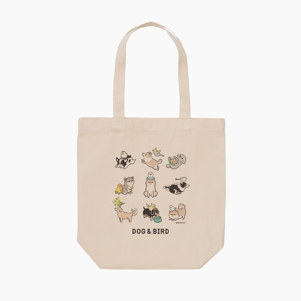 トートバッグ 犬の日 柴犬やシェルティーと鳥さん