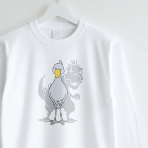 長袖Tシャツ ハシビロコウ 恐竜からの進化 フロントイラストシンプル