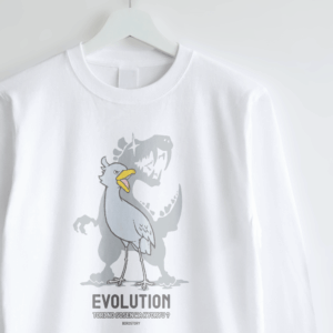 長袖Tシャツ ハシビロコウ 恐竜からの進化 サイドイラスト