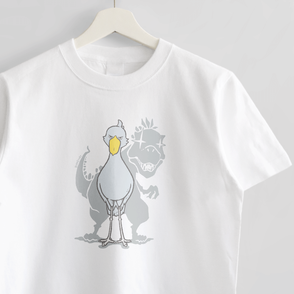 Tシャツ ハシビロコウ 鳥と恐竜 EVOLUTION 正面からシンプル