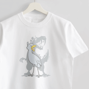 Tシャツ ハシビロコウ 鳥と恐竜 EVOLUTION ふりかえりシンプル