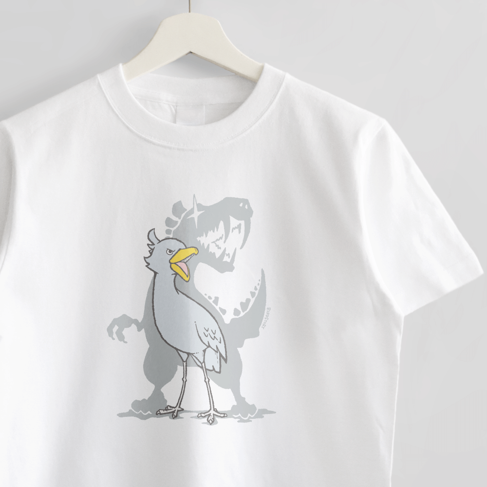 Tシャツ ハシビロコウ 鳥と恐竜 EVOLUTION ふりかえりシンプル
