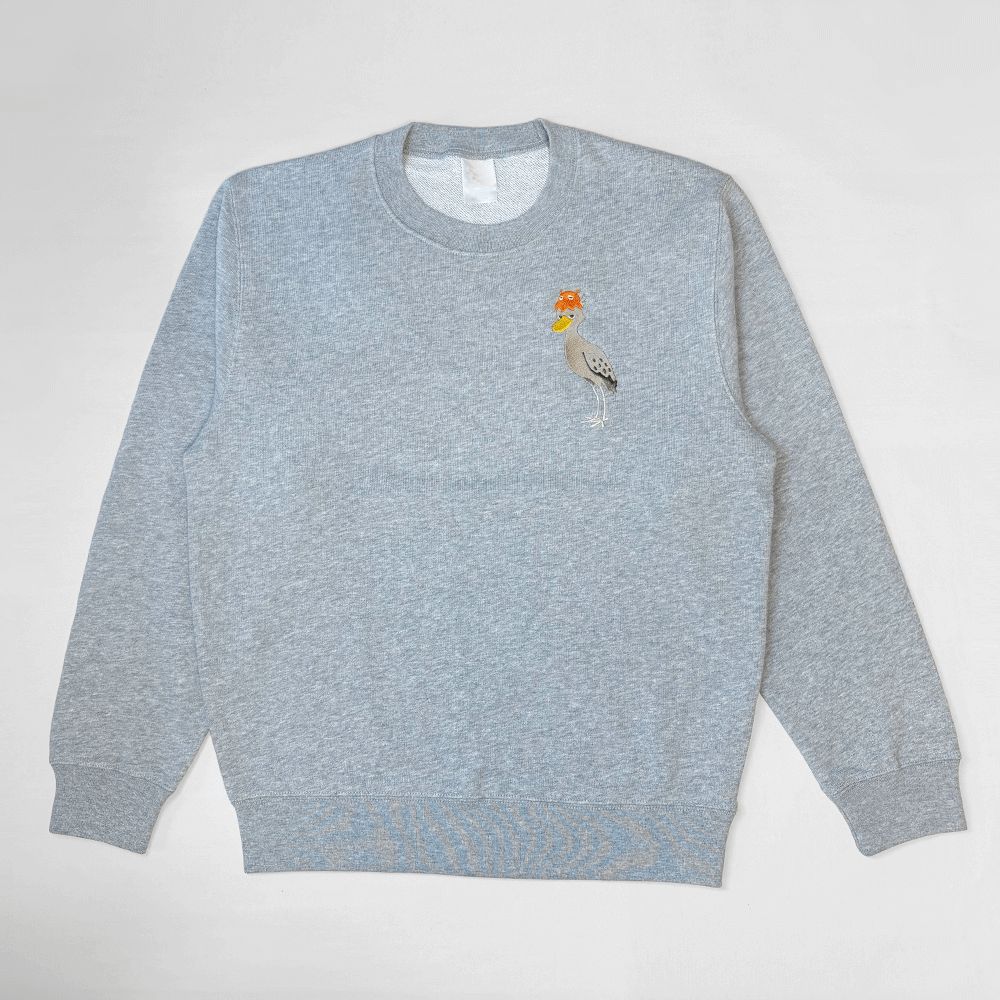 刺繍スウェット ハシビロコウとメンダコデザイン