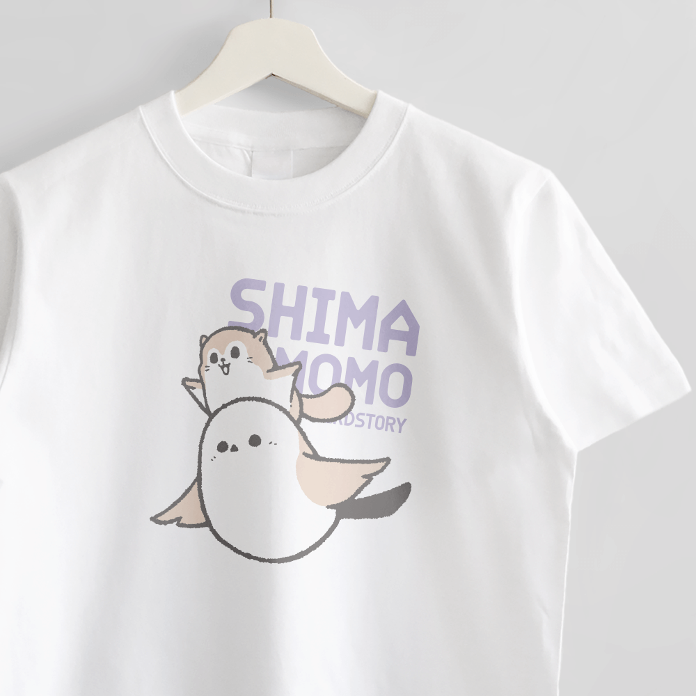 Tシャツ シマエナガとエゾモモンガ SHIMAMOMO とぶ