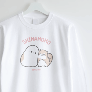長袖Tシャツ シマエナガとエゾモモンガ略してシマモモ もふもふ