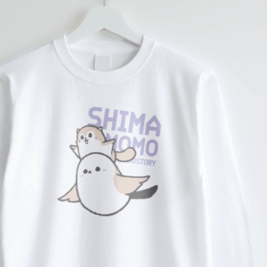 長袖Tシャツ シマエナガとエゾモモンガ略してシマモモ とぶ