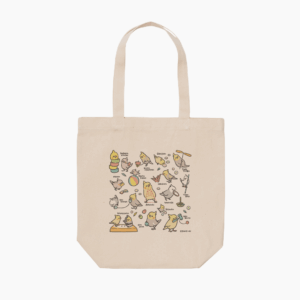 トートバッグ 昔の遊び メンコ 竹馬 輪投げ オカメインコ