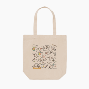 トートバッグ 昔の遊び メンコ 竹馬 輪投げ シマエナガ