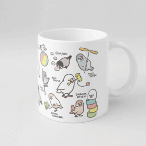 マグカップ ケンダマやタケトンボなど昔の遊びと文鳥