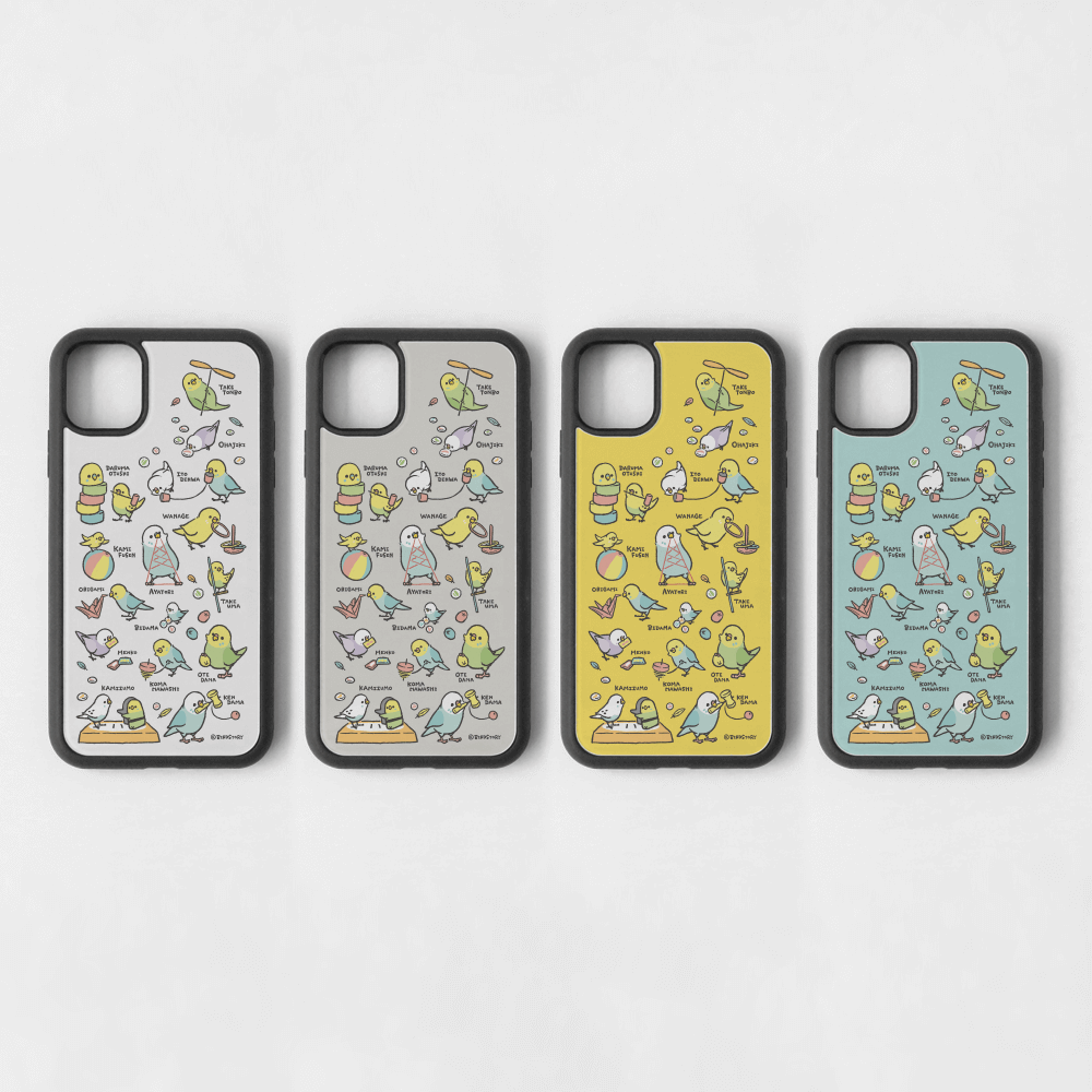 スマートフォンケース 昔の遊び 糸電話 紙相撲 お手玉 ビー玉 けん玉 セキセイインコ