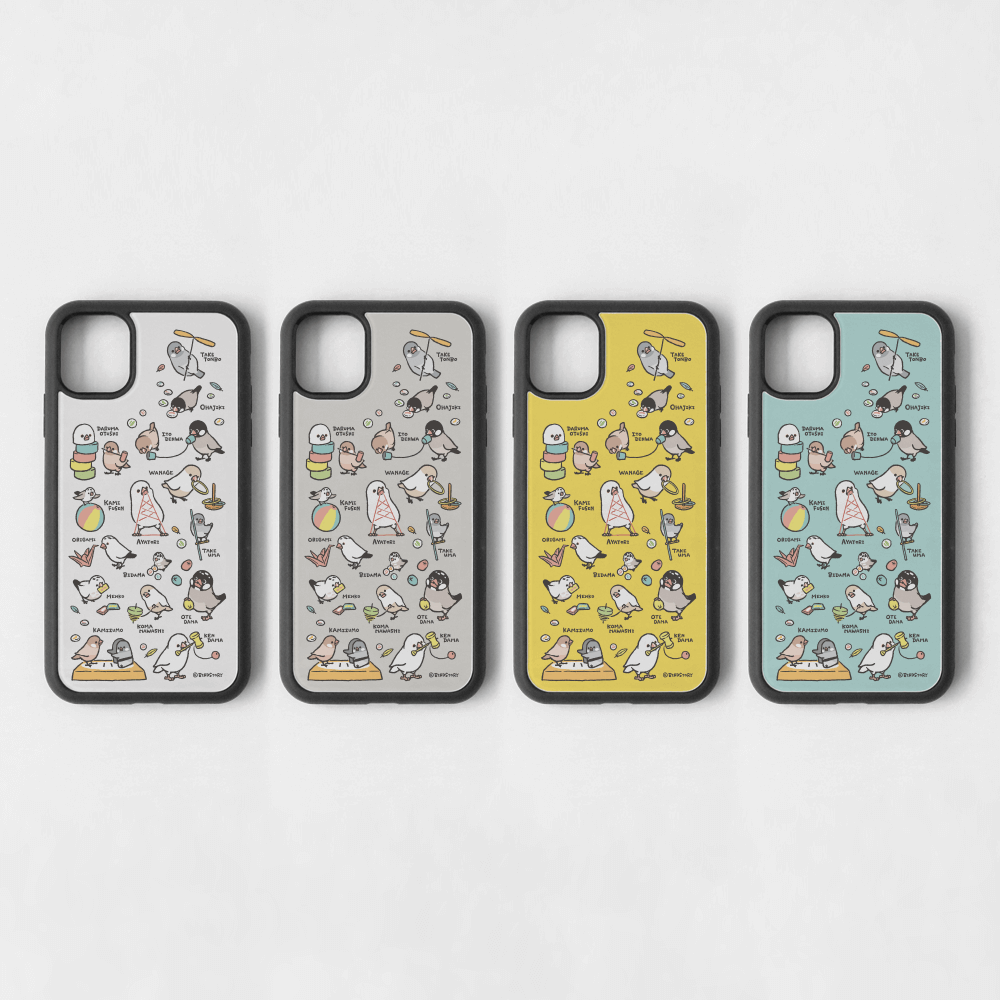 スマートフォンケース 昔の遊び 糸電話 紙相撲 お手玉 ビー玉 けん玉 文鳥