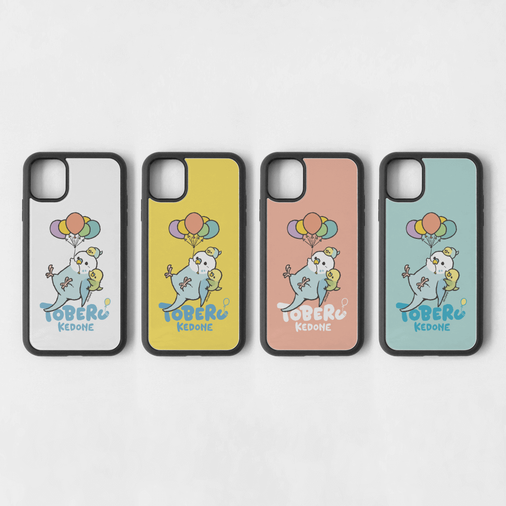 スマートフォンケース  飛べるけど風船で空を舞う セキセイインコ