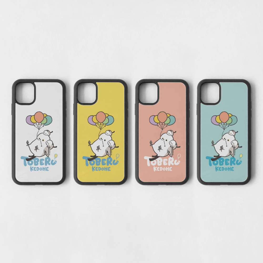 スマートフォンケース  飛べるけど風船で空を舞う シマエナガ