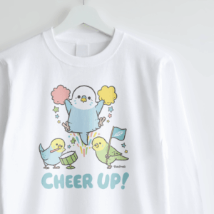 長袖Tシャツ セキセイインコの応援団 がんばりましょう