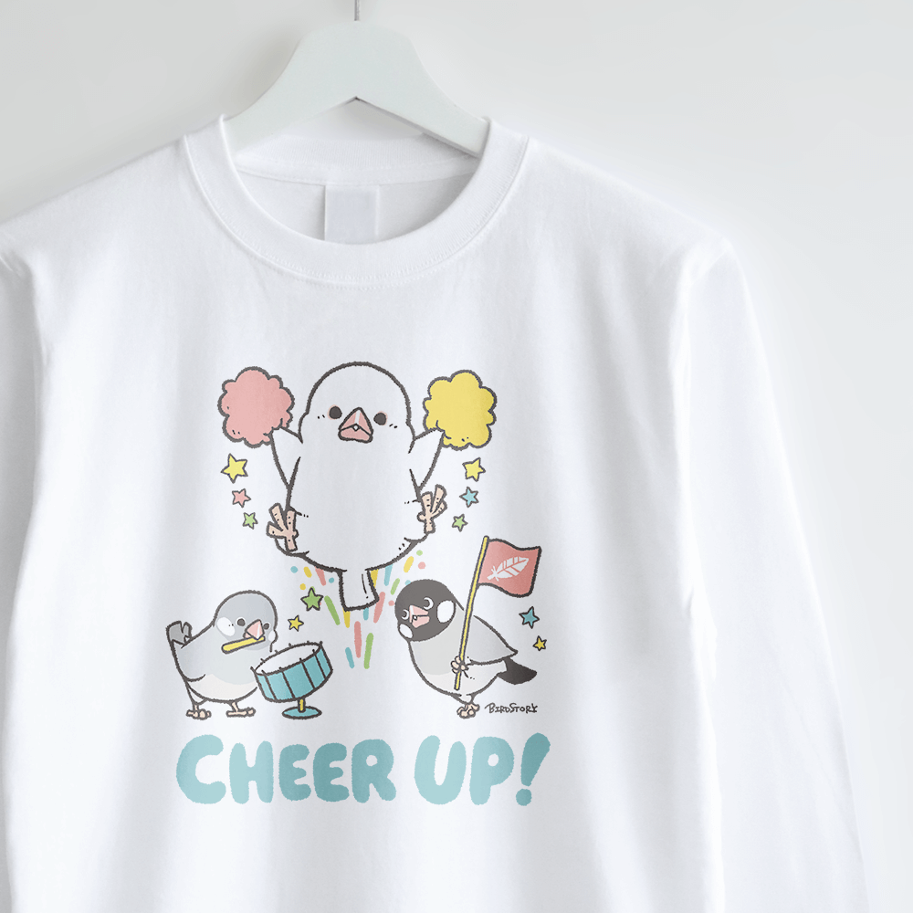 長袖Tシャツ 文鳥の応援団 がんばりましょう
