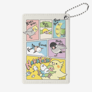 パスケース 定期入れ ICカードケース BIRD COMIC セキセイインコやキンカチョウの漫画デザイン