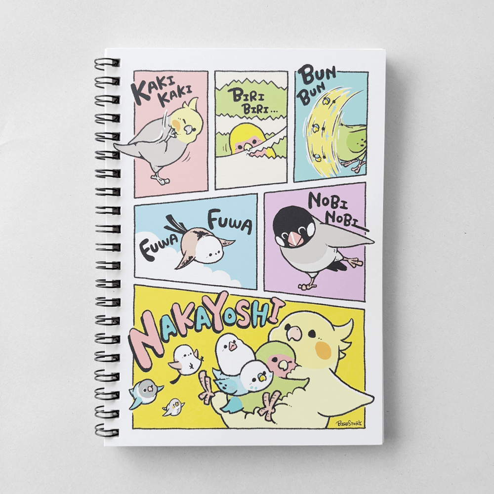 リングノート BIRD COMIC コザクラインコやシマエナガの漫画デザイン