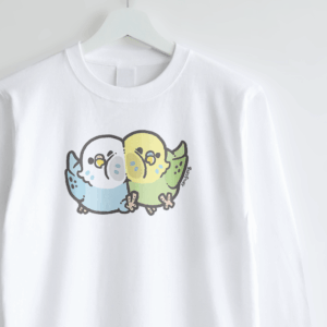長袖Tシャツ もちっとむぎゅっと セキセイインコ