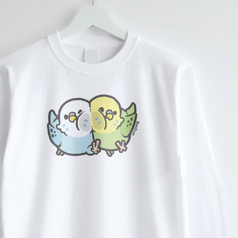 長袖Tシャツ もちっとむぎゅっと セキセイインコ