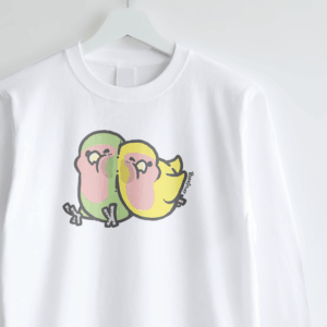 長袖Tシャツ もちっとむぎゅっと コザクラインコ