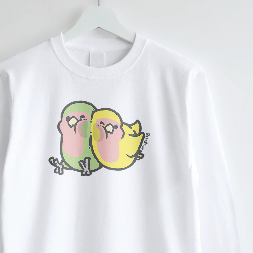 長袖Tシャツ もちっとむぎゅっと コザクラインコ