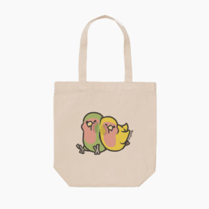 トートバッグ むぎゅっとはりつく コザクラインコ
