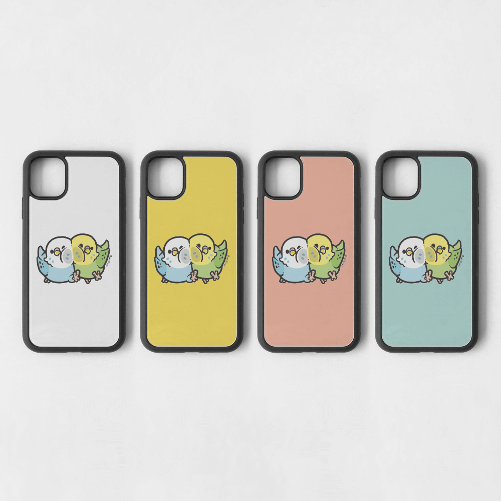 スマートフォンケース むぎゅっともふもふ セキセイインコ