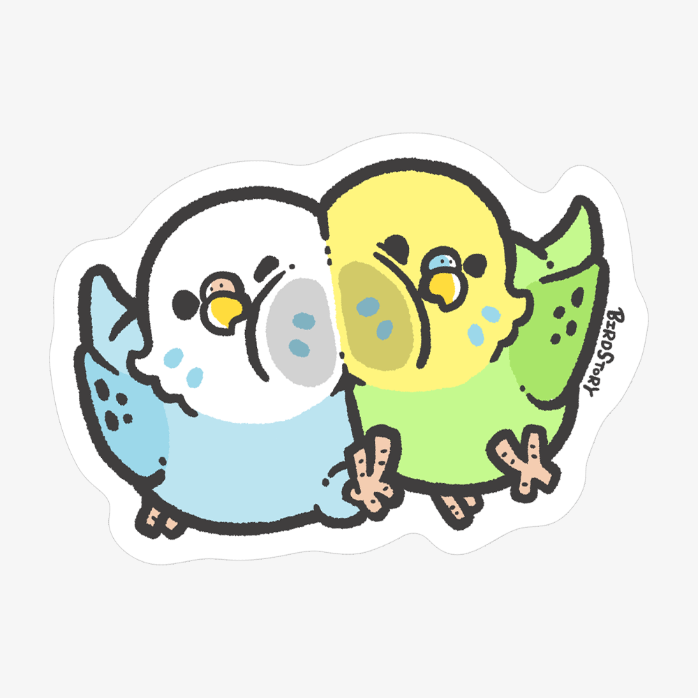 ステッカー シール  むぎゅはりつけ セキセイインコ