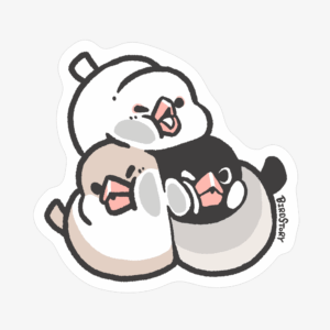 ステッカー シール むぎゅはりつけ 文鳥